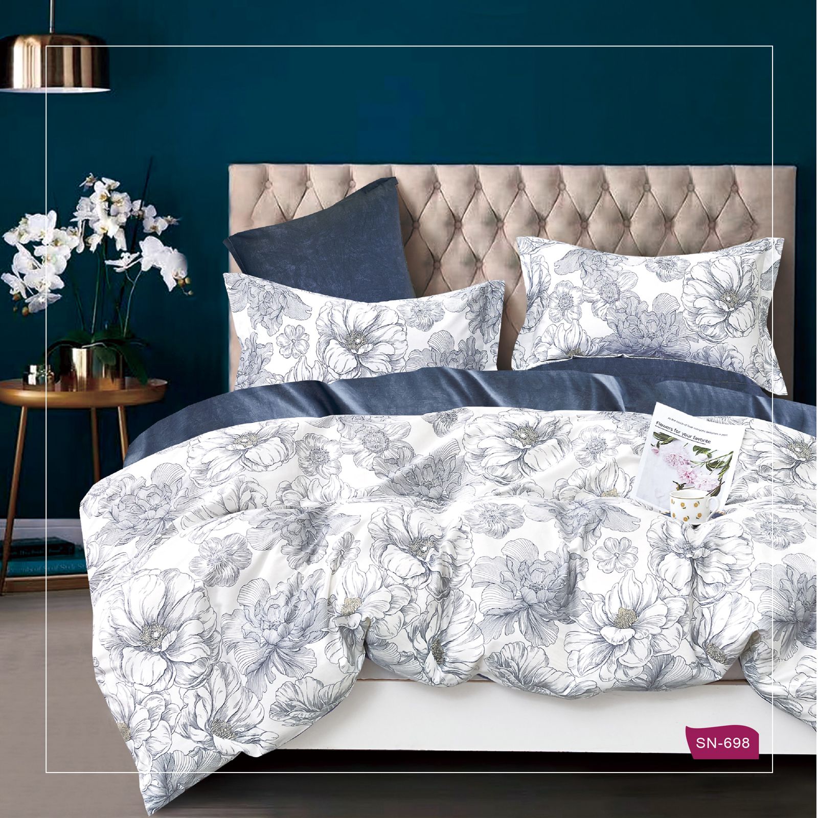 סט מצעים 100% כותנה סאטן דגם פרחים SN698
