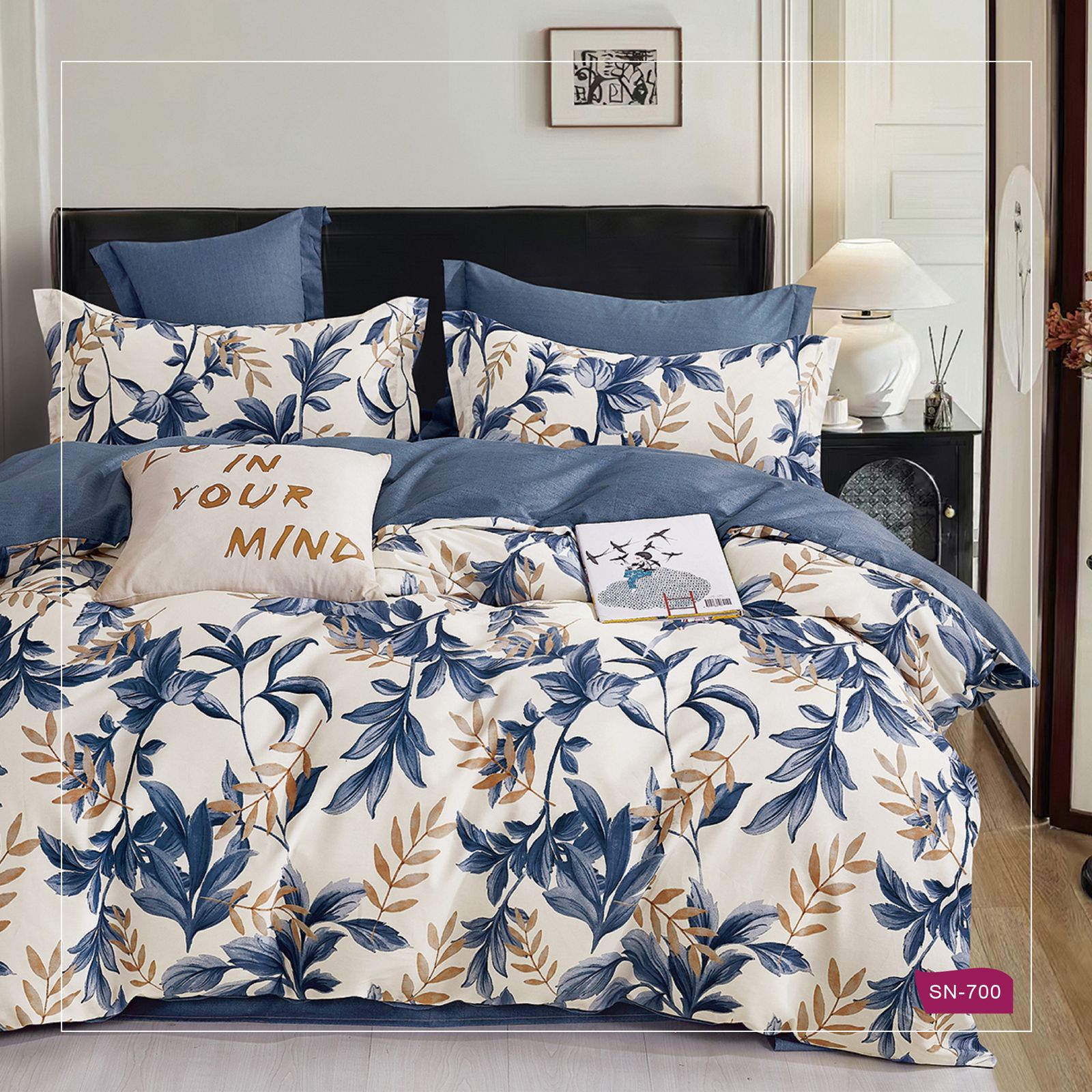 סט מצעים 100% כותנה סאטן דגם עלים SN700