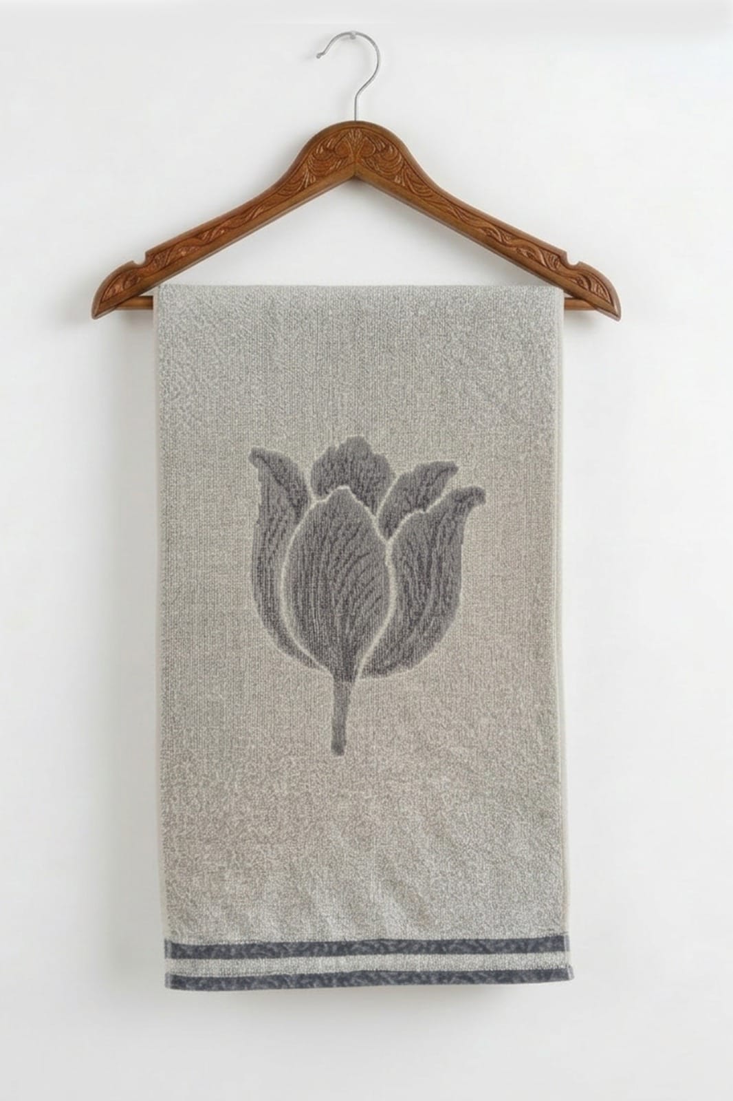 מגבת פנדה 600 ג' למטר דגם פרח אפור