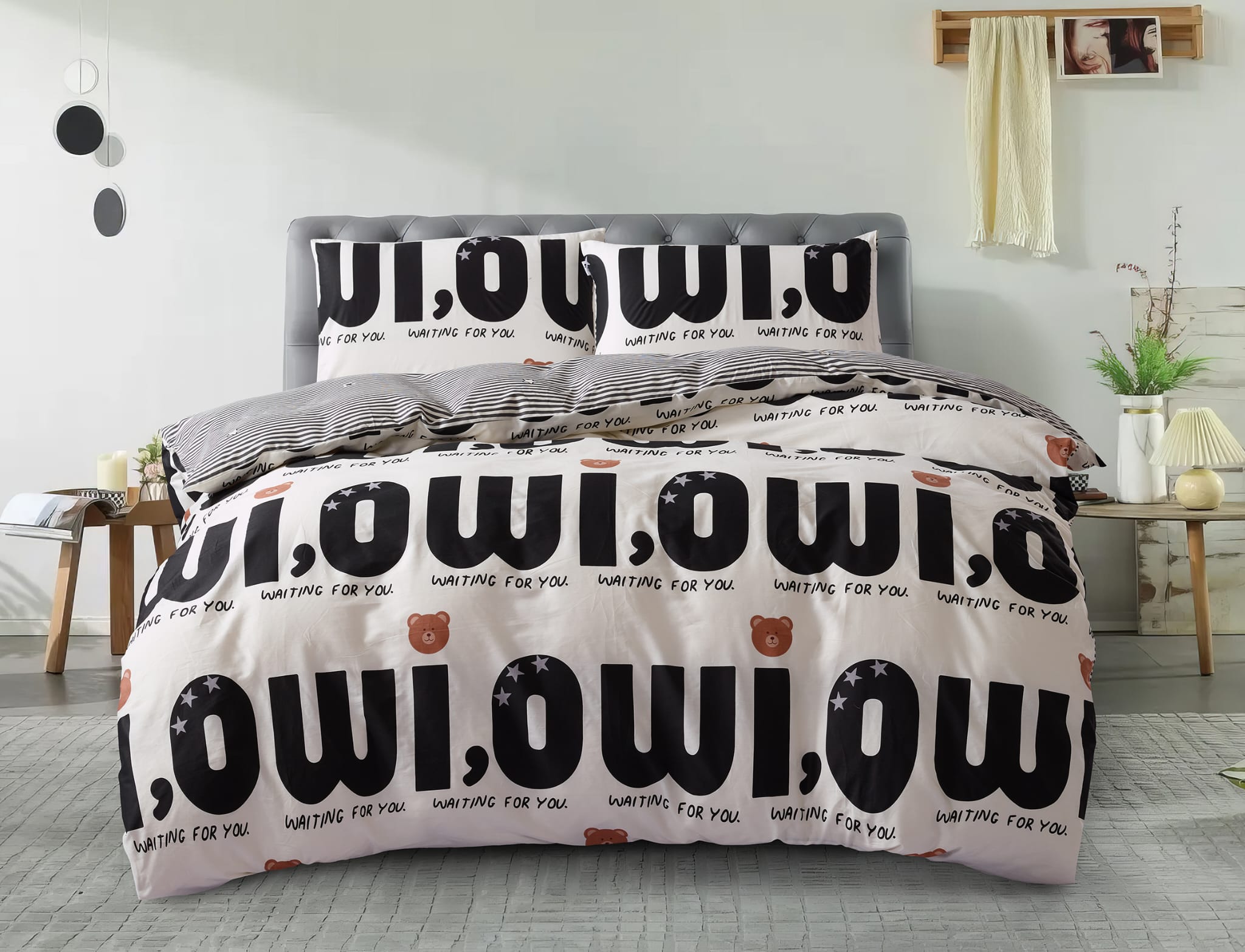 סט מצעים 100% כותנה אורגנית דגם בולד