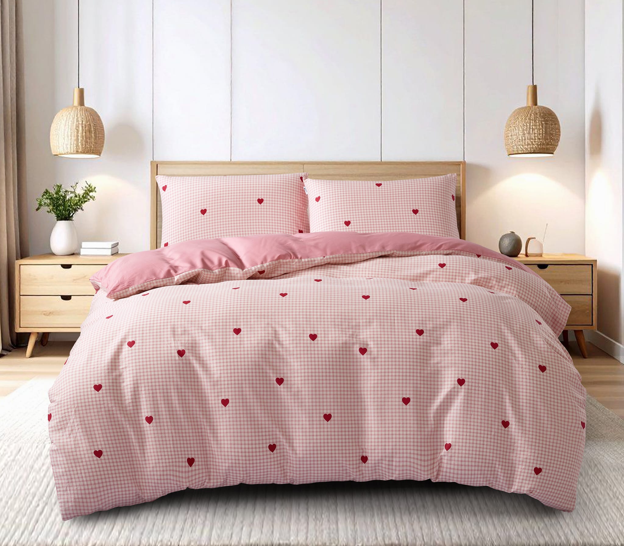 סט מצעים 100% כותנה אורגנית דגם מיני לאב