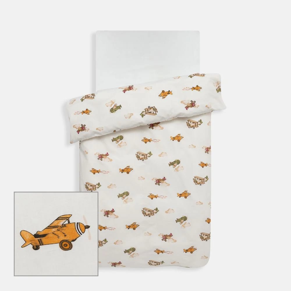 סט מצעים למיטת מעבר/תינוק 100% כותנה דגם סקיי אוירון